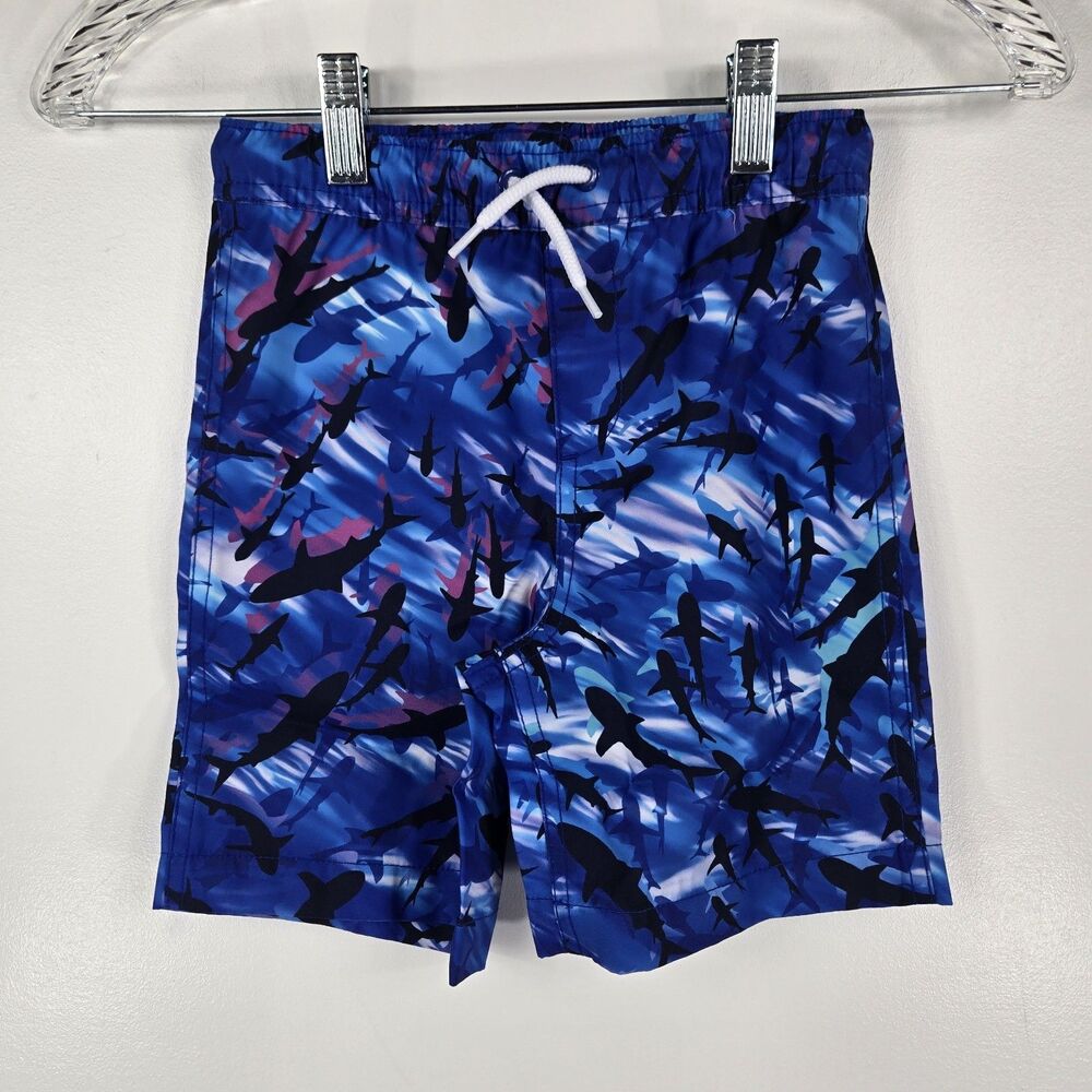 Land's End Boys Size XS 4-5 Cool Sharks Swim Trunks NWOT